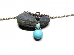Silver Necklace Sky Blue Howlite pendant, lithotherapy jewel gemstone Quimperlé yoga meditation boho hippie chic