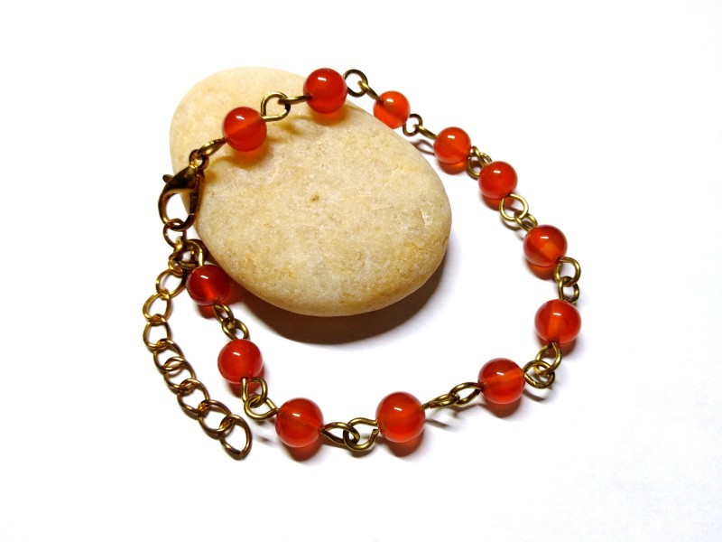 Carnelian Gold Bracelet, lithotherapy jewel yoga meditation boho hippie chic