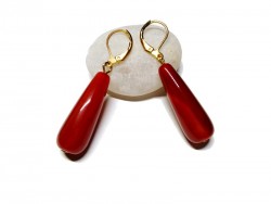 Gold Earrings, Carnelian, Gemstone jewel gemstone yoga meditation boho hippie chic Quimperlé