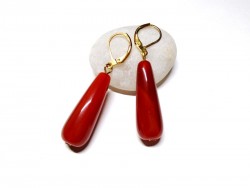 Gold Earrings, Carnelian, Gemstone jewel gemstone yoga meditation boho hippie chic Quimperlé