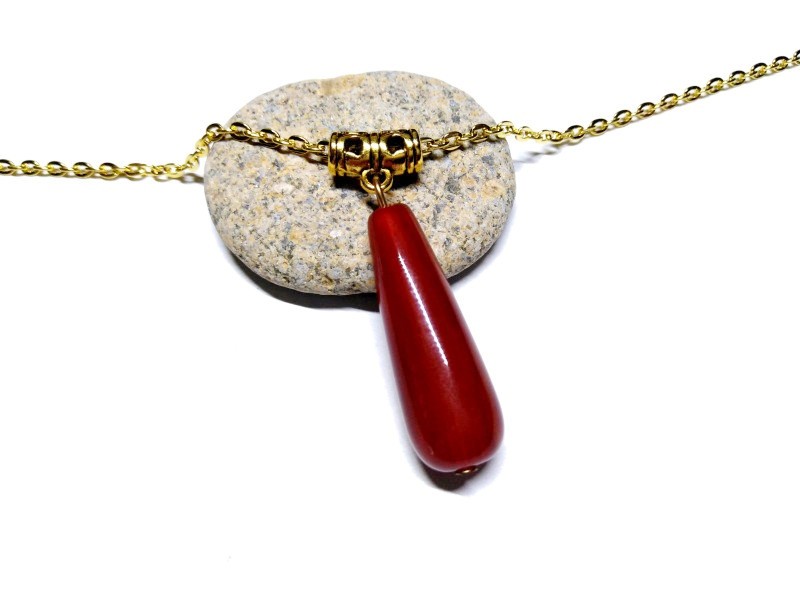 Gold Necklace Carnelian pendant, Gemstone jewel gemstone yoga meditation boho hippie chic