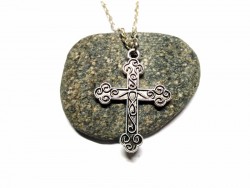 Silver Necklace, silver Cross pendant