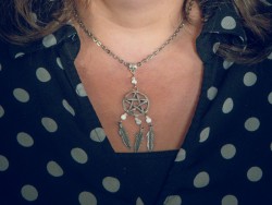 Necklace & Pendant Pentagram Dreamcatcher & Howlite wiccan jewel, witchcraft jewels, Mae by Stéphane Faraut photographer