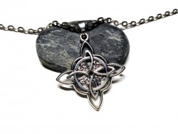 Nœud de Sorcière et triquètres, bijou paganisme Wicca à Quimperlé, collier + pendentif argent, grosse chaîne