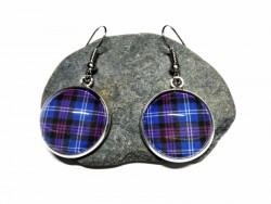 Silver Earrings, Heritage of Scotland Tartan pendant