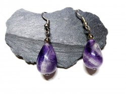 Silver Earrings, Amethyst, lithotherapy jewel gemstone yoga meditation reiki boho hippie chic