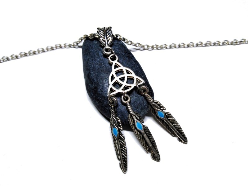 Collier & pendentif argent Attrape-rêve Triquètre, bijou celtique & hippie chic, triquetra celte & wiccan sorcière wicca