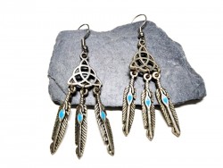 Boucles d'oreilles argent, pendentifs Attrape-rêve Triquètre, bijou celtique & hippie chic, triquetra wiccan celte wicca