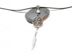 Arbre de vie, bijou spiritualité à Quimperlé, collier & pendentif argent, cordon noir