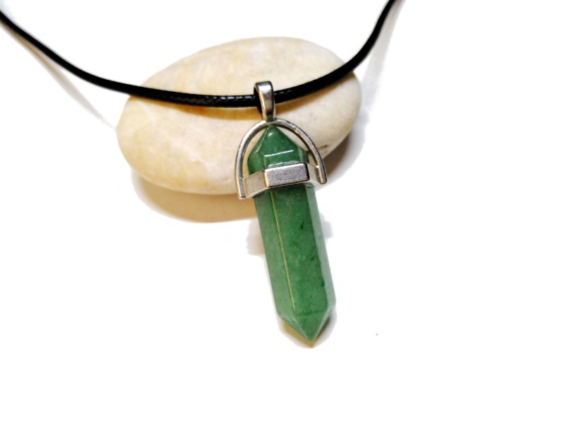 Collier pendentif Aventurine, bijou lithothérapie : pierre verte, 4ème chakra du cœur  chance prospérité guérison yoga reiki