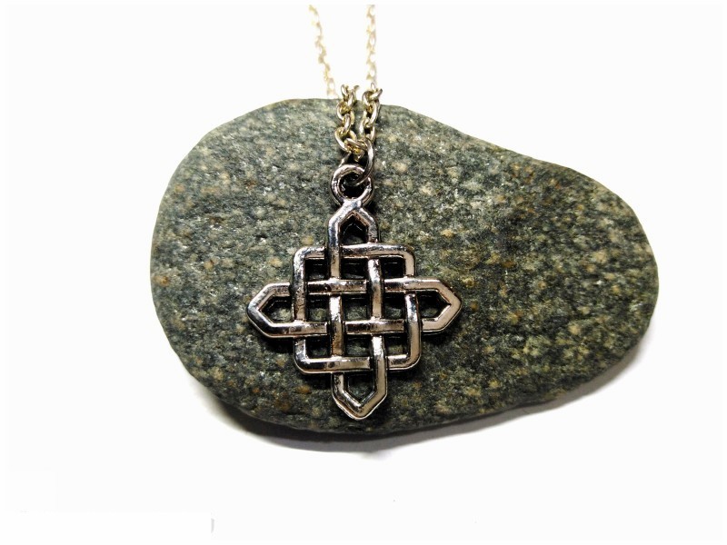 Silver Necklace, silver Celtic Knotworks cross pendant