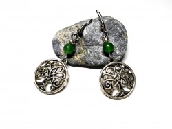 Silver Earrings, Tree of life with triquetra & Aventurine, spirituality & lithotherapy jewel gemstone Celtic meditation zen