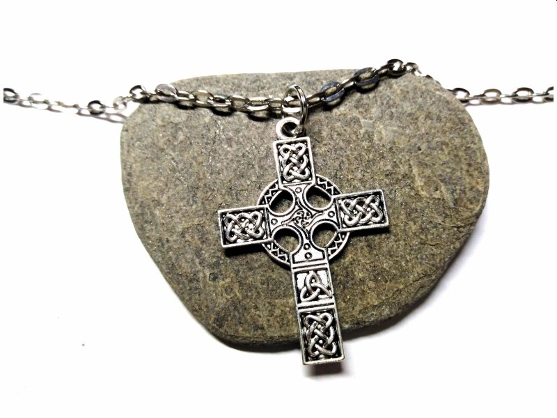 Necklace pendant, Celtic cross silver Celtic cross jewel ancient Ireland jewelry Irish christian god