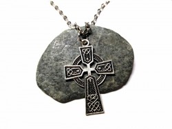 Necklace pendant, Celtic cross silver Celtic cross jewel ancient Ireland jewelry triquetra Irish knotworks christian god