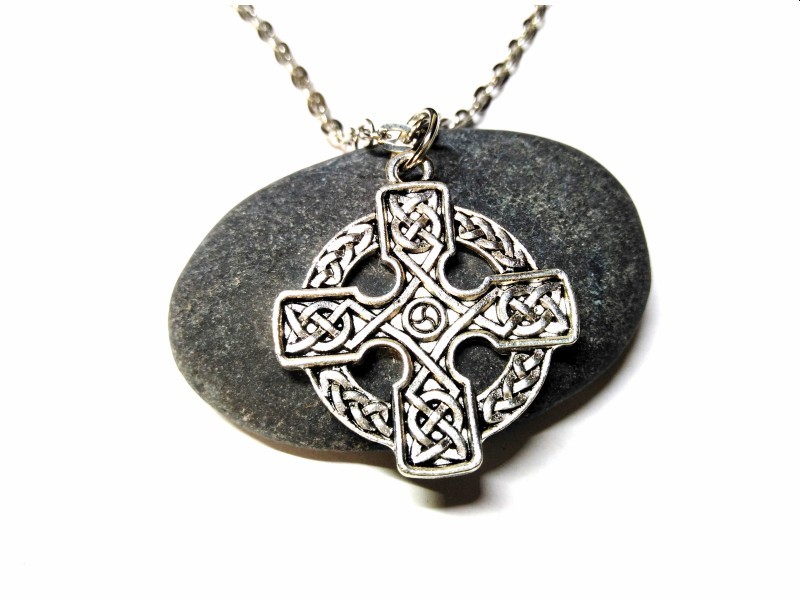 Necklace pendant, Celtic cross silver Celtic cross jewel ancient Ireland jewelry Irish christian god