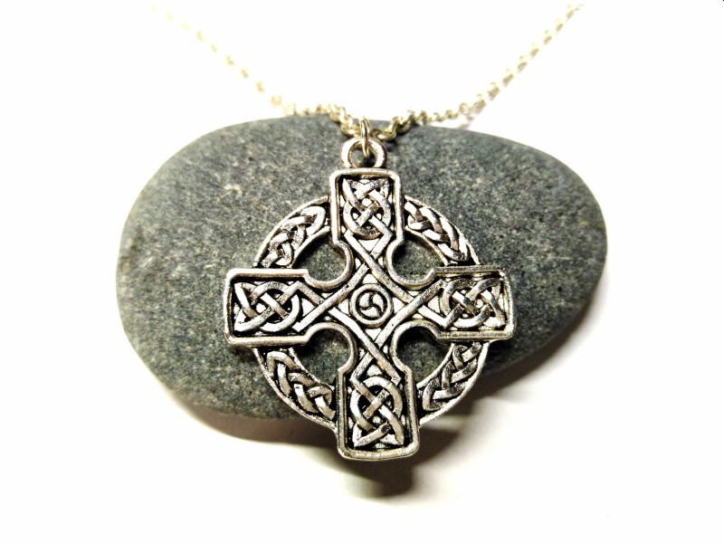 Necklace pendant, Celtic cross silver Celtic cross jewel ancient Ireland jewelry Irish christian god