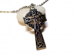 Necklace pendant, Celtic cross silver Celtic cross jewel ancient Ireland jewelry triquetra Irish knotworks christian god