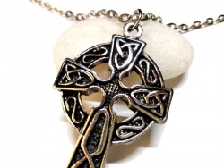 Necklace pendant, Celtic cross silver Celtic cross jewel ancient Ireland jewelry triquetra Irish knotworks christian god