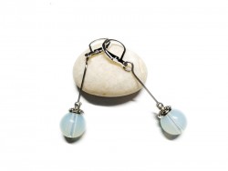 Silver Earrings, Opalite, Gemstone jewel gemstone yoga meditation boho hippie chic