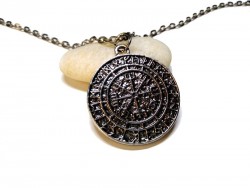 Necklace + pendant, silver Viking Vegvísir and Futhark Nordic jewel jewels compass rose runes magic staff pagan norse