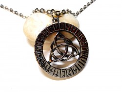 Necklace + pendant, silver Viking Triquetra and Futhark Nordic jewel jewels compass rose runes magic staff pagan norse