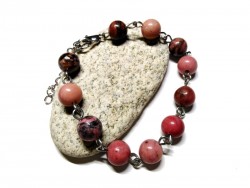Bracelet Rhodonite - argenté - Bijoux lithothérapie