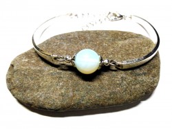 Bracelet argent Opalite bijou lithothérapie : pierre opalescente 7ème chakra couronne bijoux méditation yoga reiki