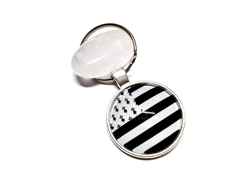 Silver Key ring, Brittany flag flag jewel accessory ermine