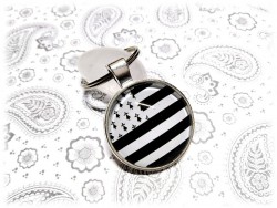 Silver Key ring, Brittany flag flag jewel accessory ermine
