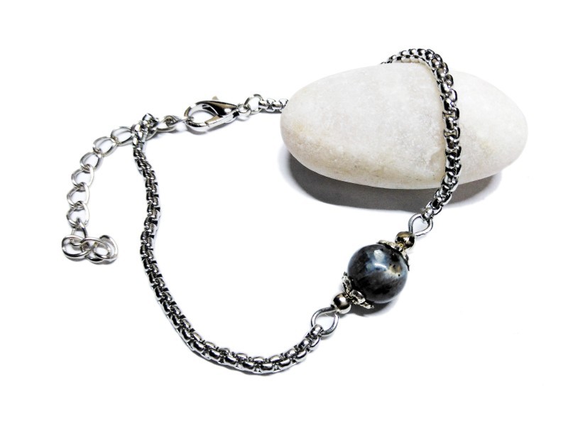 Labradorite Silver Bracelet, lithotherapy jewel yoga meditation boho hippie chic
