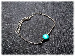 Bracelet argent Howlite vert turquoise bijou lithothérapie, pierre semi-précieuse à Quimperlé, bijouterie dans le Finistère