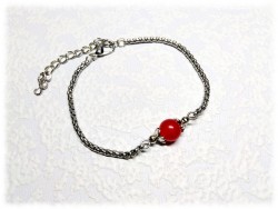 Bracelet argent Agate rouge bijou pierre lithothérapie : 1er chakra racine énergie vitale protection courage bijoux yoga