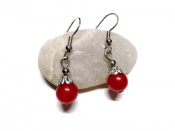 Boucles d'oreilles argent Agate rouge, bijou lithothérapie : pierre 1er chakra racine énergie vitalité protection courage