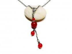 Collier pendentif argent Agate rouge, bijou pierre lithothérapie : 1er chakra racine énergie vitale protection courage yoga