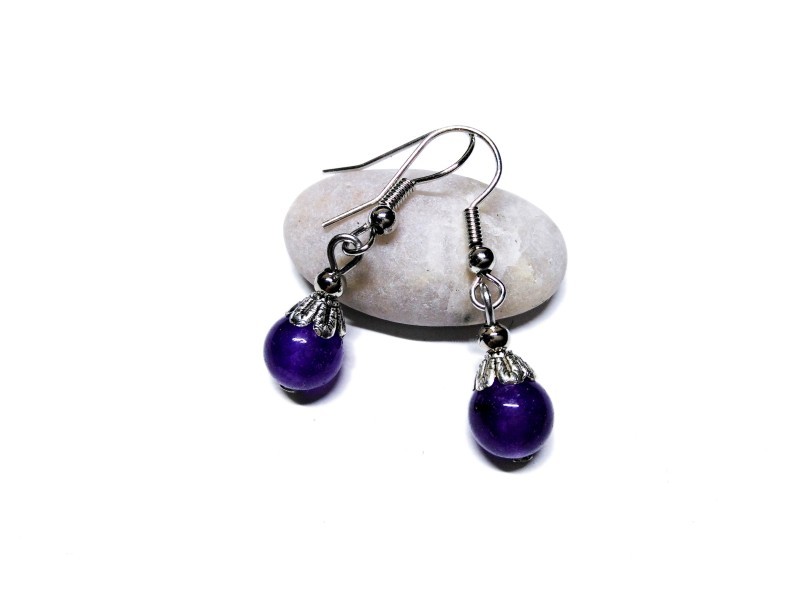Silver Earrings, Amethyst, lithotherapy jewel gemstone yoga meditation boho hippie chic Silver Earrings, Amethyst, lithotherapy jewel gemstone yoga meditation boho hippie chic