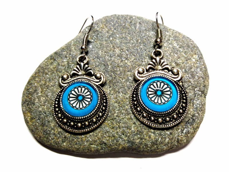 Boucles d'oreilles argent, pendentif Rose des vents turquoise bijou vintage cosplay mer océan design bohème renaissance Boucles d'oreilles argent, pendentif Rose des vents turquoise bijou vintage cosplay mer océan design bohème renaissance