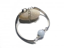 Aquamarine Silver Bangle,...