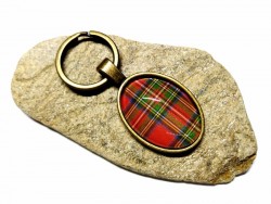 Bronze Key ring, Royal Stewart-Stuart 2 Tartan pattern