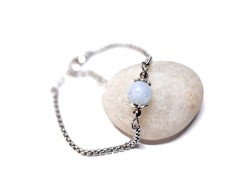 Aquamarine Silver Bracelet, lithotherapy jewel yoga meditation boho hippie chic