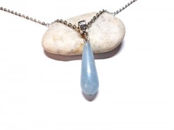 Collier pendentif argent Aigue-marine, bijou lithothérapie : 5ème chakra de la gorge, bijoux pierres fines à Quimperlé