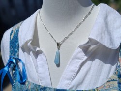Silver Necklace Aquamarine pendant, Gemstone jewel gemstone yoga meditation boho hippie chic