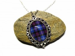 Collier & pendentif argent Tartan Heritage of Scotland violet & bleu, bijou tartans bijoux Écosse kilt écossais Outlander