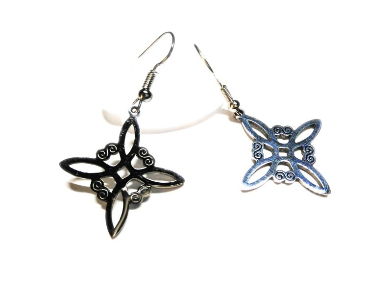 Silver Earrings, Witch Knot pendants, Wicca paganism jewel