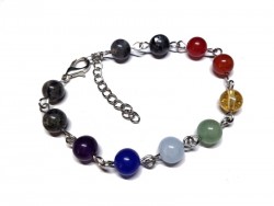 Bracelet argent Labradorite & 7 chakras bijou lithothérapie : confiance en soi protection équilibre intérieur yoga reiki