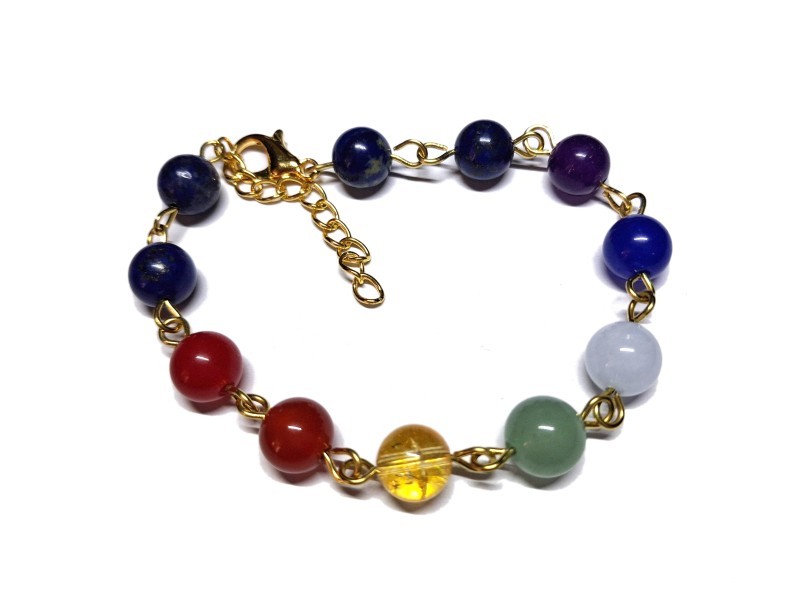 Lapis lazuli & 7 chakras Silver Bracelet, lithotherapy jewel yoga meditation