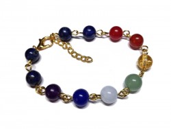 Lapis lazuli & 7 chakras Silver Bracelet, lithotherapy jewel yoga meditation