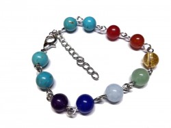 Bracelet argent Howlite turquoise & 7 chakras bijou lithothérapie : paix sérénité expression personnelle créativité yoga