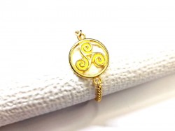 Gold Bracelet, Golden Triskelion in a circle Celts Ireland druid paganism amulet