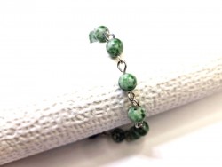 Green Jasper Silver Bracelet, lithotherapy jewel yoga meditation boho hippie chic