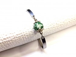 Green Jasper Silver Bangle, lithotherapy jewel yoga meditation elegant boho